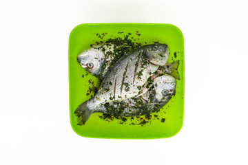 raw fish marinade in bowl