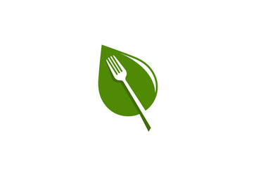 Creative Fork Leaf Logo Design Vector Symbol Illustration