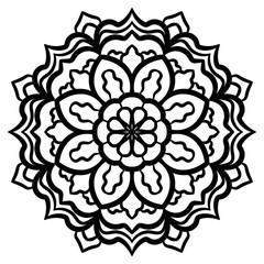 Mandala. Ornamental round doodle flower isolated on white background. Geometric circle element. Vector illustration.