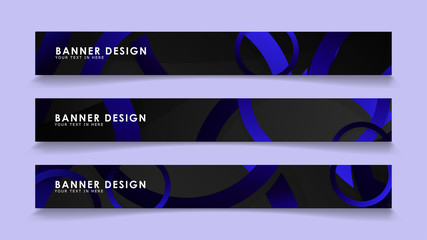 Fototapeta premium Set rectangular vector banners with background of dark blue circles