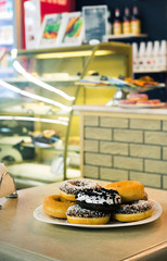 donuts on cafe table