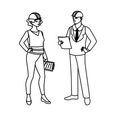 couple of engineers builders workers characters