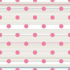 Abstract dotted and linear seamless pattern. Background with lines and circles. Vector illustration. 