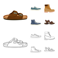 Isolated object of shoe and footwear symbol. Set of shoe and foot stock vector illustration.