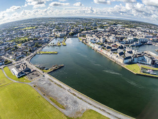 Fototapeta premium Aerial view Galway Pier and Corrib river