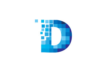 Creative Blue D Letter Pixel Logo Design Symbol Vector Illustration