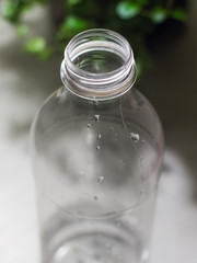 Clear water bottle almost empty