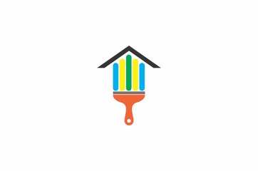 creative home renovation service and painting concept, logo design template with space for your company text