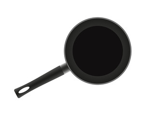 Frying pan top view, metal on a white background, vector