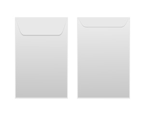 Envelope a4. Paper white blank letter envelopes for vertical document, vector