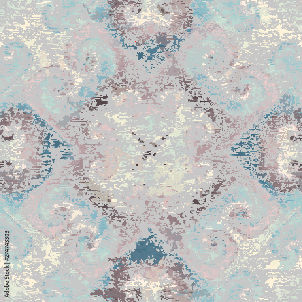 Aufkleber Abstract seamless pattern with grunge dirty texture and vintage ornament. Vector image.