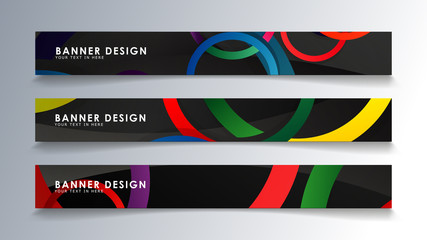 Set rectangular banner with a circle background colorful