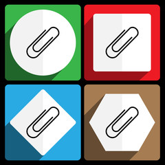 Paperclip icon. Vector icons, set of colorful flat design internet symbols. Eps 10 web buttons.
