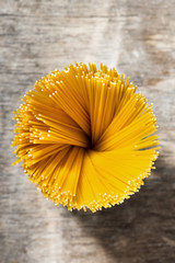 pasta spaghetti top view, selective focus
