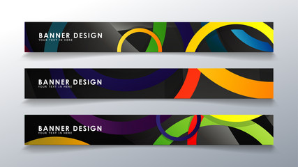 Set rectangular banner with a circle background colorful