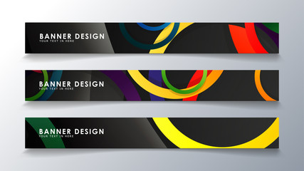 Set rectangular banner with a circle background colorful