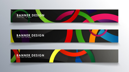 Set rectangular banner with a circle background colorful