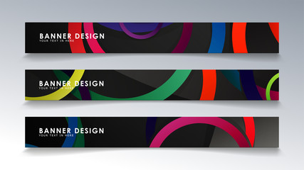 Set rectangular banner with a circle background colorful
