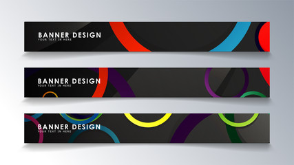 Set rectangular banner with a circle background colorful