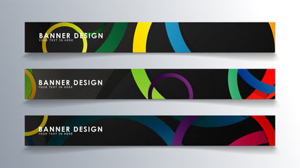 Set rectangular banner with a circle background colorful