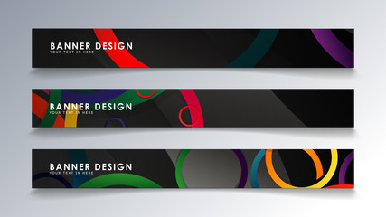 Set rectangular banner with a circle background colorful