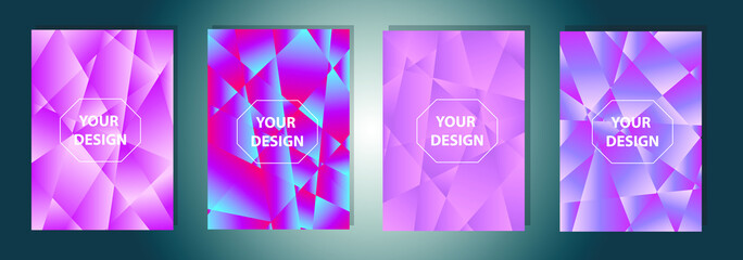 Set of a4 colorful polygonal Vector EPS 10 illustration Gradient Background Texture. Simply geometric pattern. Template for design, banner, flyer, wallpaper, brochure, smartphone screen, mobile app. 