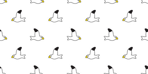 Fototapeta na wymiar bird seamless pattern vector seagull scarf isolated repeat background tile wallpaper cartoon illustration design
