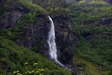 Obraz premium Waterfall on Flam Railway Journey