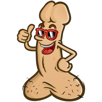 A cartoon penis with attitude, wearing sunglasses and giving a thumbs up