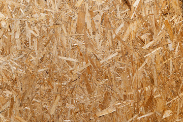 Texture of pressed wood shavings. Chipboard sheet closeup, background blank. Board sawdust under the press.