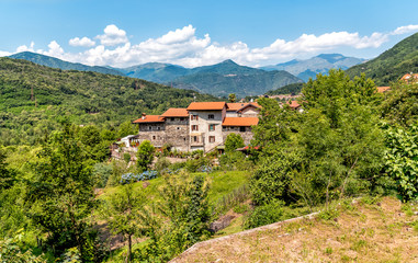 Fototapeta na wymiar Small mountain village of Bassola, hamlet of Armeno, Piedmont, Italy