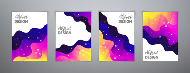 Abstract magic bright gradients templates. Set of vector colorful holiday minimal background in pink, blue and yellow colors for banners, flyer, placard, invitation, booklet and brochure