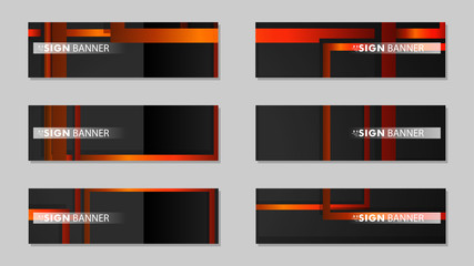 Square vector banner with a rectangular black orange gradient background