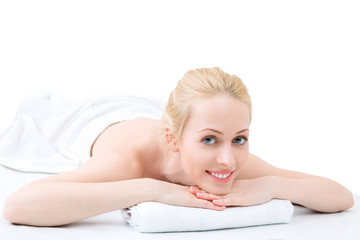 Fototapeta premium Young woman have day spa in salon