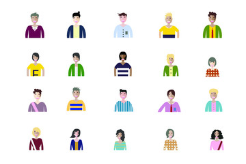 Business man and woman icons. Group of working people. Different nationalities characters. Flat style design Infographic elements 