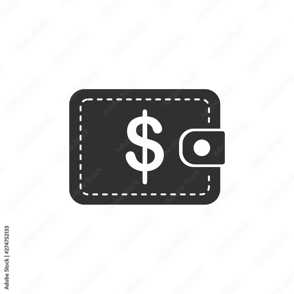 Poster wallet icon template black color editable. cash savings symbol flat vector sign isolated on white ba
