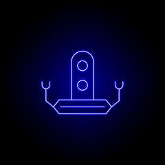 robot line icon in blue neon style. Signs and symbols can be used for web, logo, mobile app, UI, UX