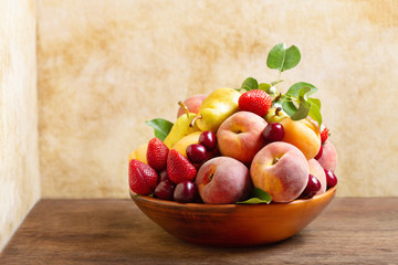 still life with bowl of fresh fruits