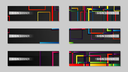 square banner vector collection. colorful brights gradient