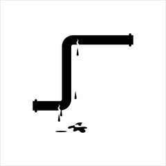 Broken Pipe Icon, Leakage In Pipe
