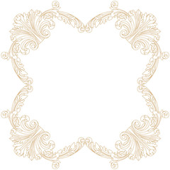 Golden vintage border frame engraving with retro ornament pattern in antique baroque style decorative design. Vector