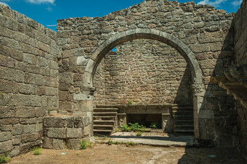 Stone walls and arch at ruins of the Church of Mercy