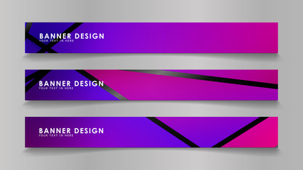 Abstract vector banners with geometric backgrounds in color gradients