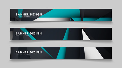 Fototapeta premium Abstract vector banners with geometric backgrounds gradient green black and white