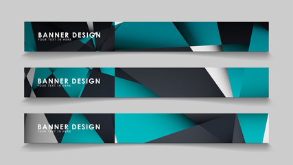 Abstract vector banners with geometric backgrounds gradient green black and white