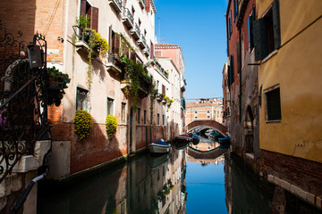 Beautiful Venice canals in an sunny early spring day