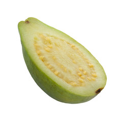 half of white guava isolated on white background