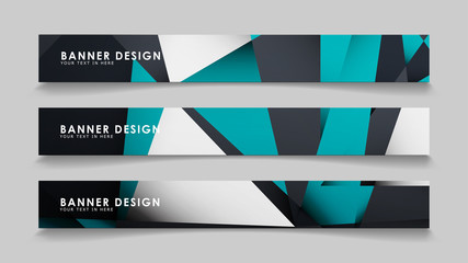Fototapeta premium Abstract vector banners with geometric backgrounds gradient green black and white