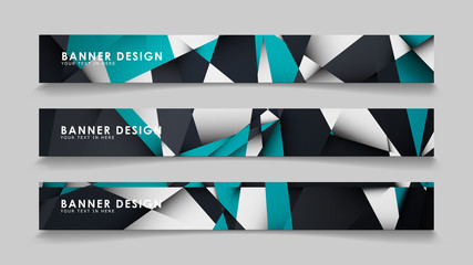 Fototapeta premium Abstract vector banners with geometric backgrounds gradient green black and white