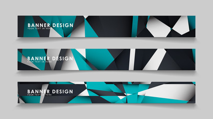 Fototapeta premium Abstract vector banners with geometric backgrounds gradient green black and white